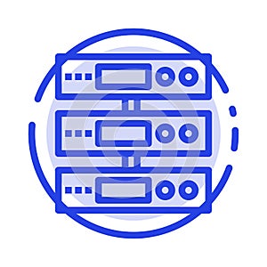 Server, Data, Storage, Cloud, Files Blue Dotted Line Line Icon