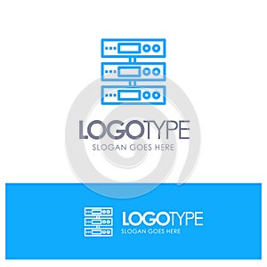 Server, Data, Storage, Cloud, Files Blue outLine Logo with place for tagline