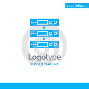 Server, Data, Storage, Cloud, Files Blue Solid Logo Template. Place for Tagline