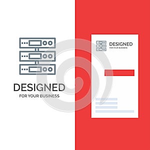 Server, Data, Storage, Cloud, Files Grey Logo Design and Business Card Template