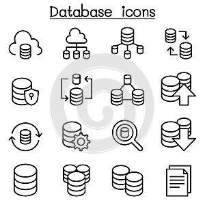 Server, Database, Hosting, Sharing, Cloud computing icon set in
