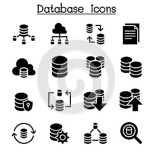 Server, Database, Hosting, Sharing, Cloud computing icon set