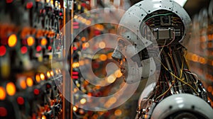 Server in datacenter. Cloud computing data storage. technology background