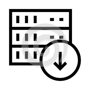 Server download vector line icon