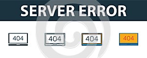 Server Error icon set. Four simple symbols in diferent styles from web hosting icons collection. Creative server error icons