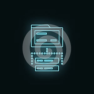 Server, folder, database, neon, icon. Web Development Vector Icon. Element of simple symbol for websites, web design, mobile app,
