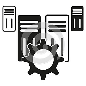 Server gear configuration. Data center management. Technology processing concept. Vector symbol.