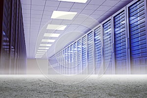 Server hallway in desert setting