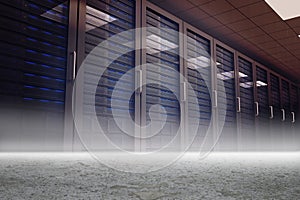 Server hallway in desert setting