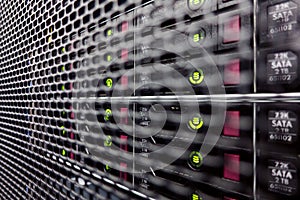 Hard drives in a computer rack