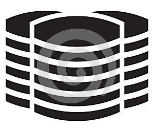 Server HDD, SSD, mainframe icon. Rack, cylinder, barrel symbol