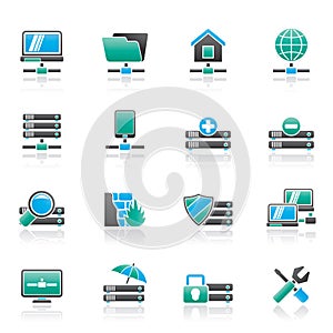 Server, hosting and internet icons