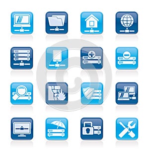 Server, hosting and internet icons