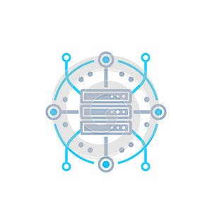 Server, hosting, network vector icon