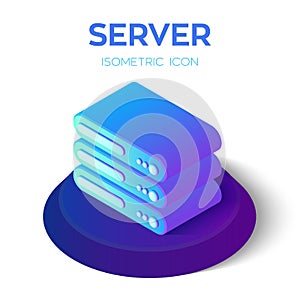 Server Icon. 3D Isometric Server Icon. Created For Mobile, Web, Decor, Print Products, Application. Perfect for web design, banner