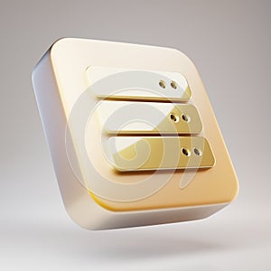 Server icon. Golden Server symbol on matte gold plate