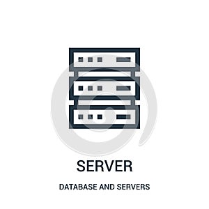 server icon vector from database and servers collection. Thin line server outline icon vector illustration