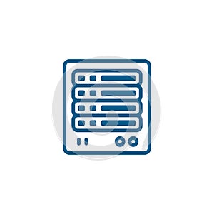 Server Line Blue Icon On White Background. Blue Flat Style Vector Illustration