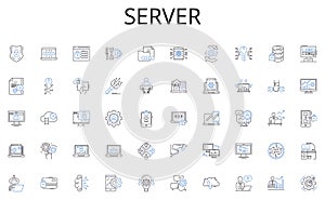 Server line icons collection. Prosperity, Development, Expansion, Investment, Progress, Employment, Innovation vector