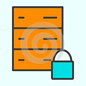 Server Lock Network Line Icon. Vector Simple Minimal 96x96 Pictogram