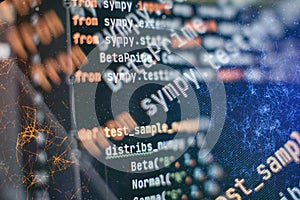 Server logs analysis. Closeup developing programming and coding technologies. Developer working on web sites codes in office