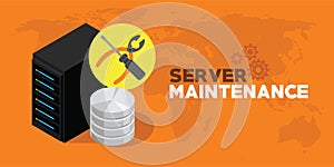 Server maintenance with logo and orange background