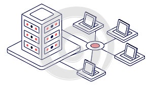 Server Network Connection - Data Center Architecture, vector design Generative AI