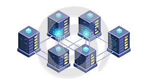 Server Network Connection, Data Center and Cloud Computing, vector design Generative AI
