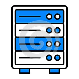 Server Network Flat Colored Icon for Hosting and Digital Communication System