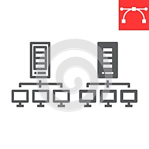 Server network line and glyph icon