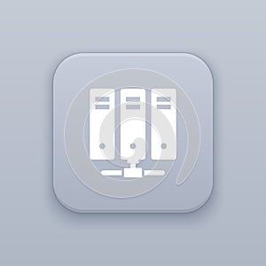 Server, networking gray vector button with white icon