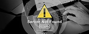 Server Not Found Error Danger Caution Warning Concept