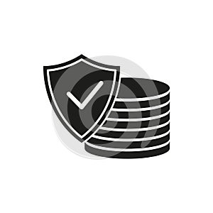 Server protection icon. Database protection symbol. Vector illustration. EPS 10.