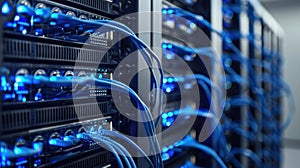 The server rack with cables.AI generated image