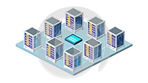 Server Rack Data Center: Cloud Computing Infrastructure, vector design Generative AI