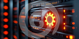 Server rack with gear icon