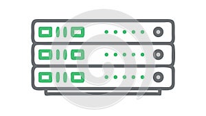 Server rack icon: data center, network infrastructure, hosting, computing, vector design Generative AI
