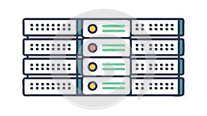 Server Rack Icon, Data Management System, vector design Generative AI