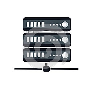 Server rack icon illustration for data hosting and network technology