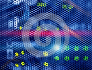 Server Rack. Metall Door. Honeycombs