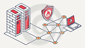 Server rack with network connection, data and technology vector design Generative AI