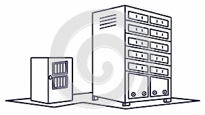 Server Rack Outline, Data Center Technology Vector, vector design Generative AI