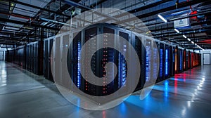 The server rack row.AI generated image