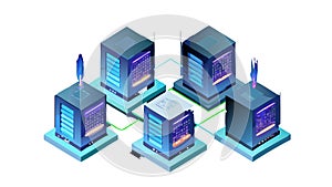 Server Rack Towers Isometric Vector for Data Technology, vector design Generative AI