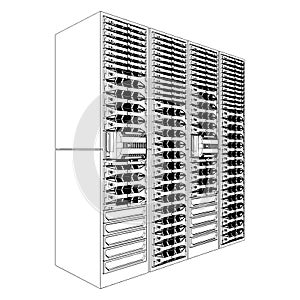 Server Rack Vector. Isolated On A White Background. A Vector Illustration Of A Server.