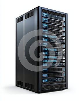 Server rack white isolate background