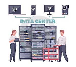 Server Racks Cartoon Composition