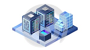 Server Racks and Computing Units, Data Storage, vector design Generative AI