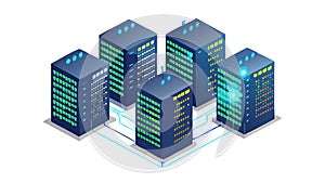 Server Racks Data Center, Cloud Computing Technology Vector, vector design Generative AI