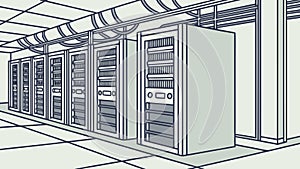 Server Racks in Data Center, IT Infrastructure, vector design Generative AI